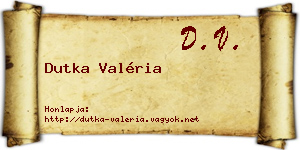 Dutka Valéria névjegykártya